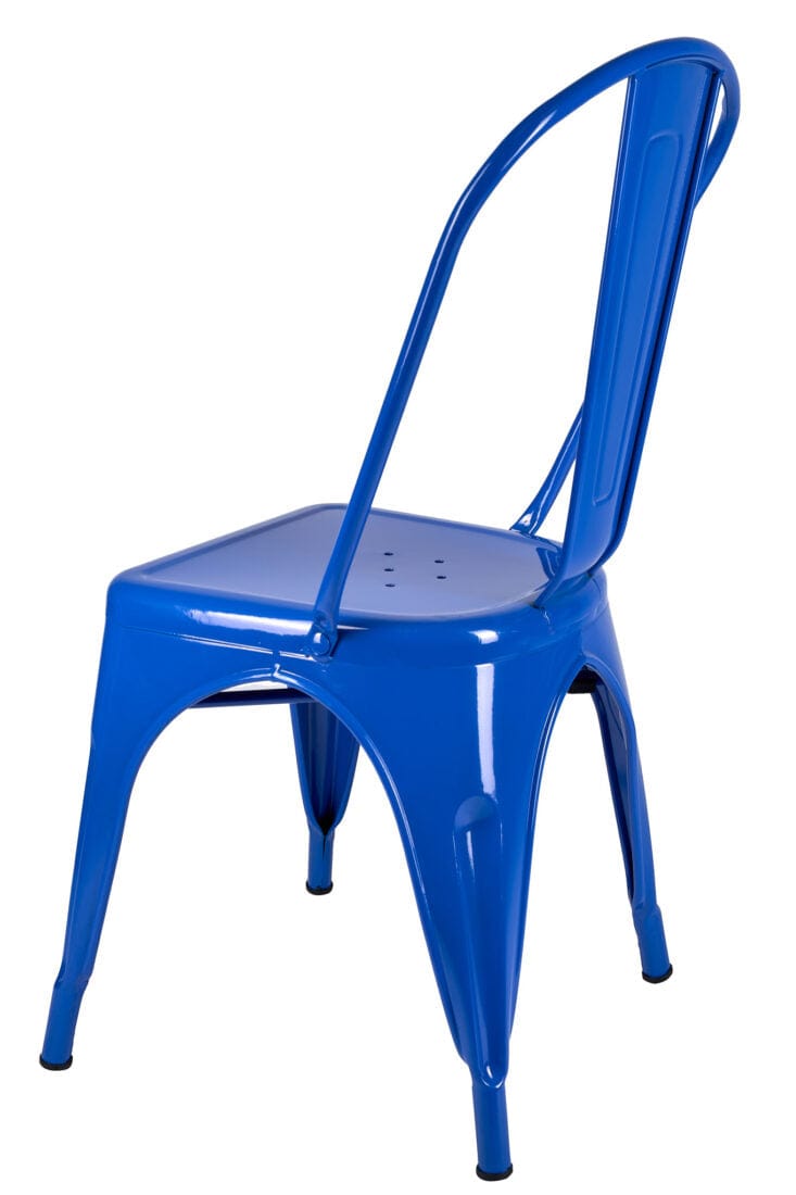 Chivari Blue Hi Gloss Tolix Style Metal Chair CTMBLU-AX-T