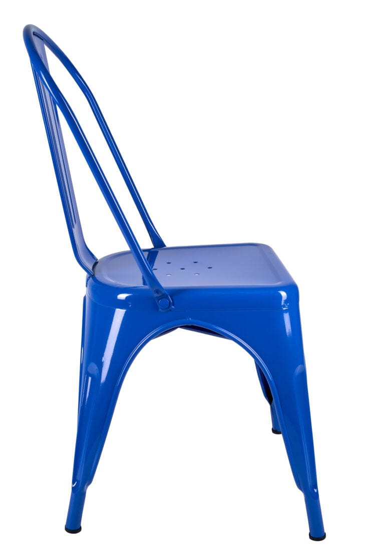 Chivari Blue Hi Gloss Tolix Style Metal Chair CTMBLU-AX-T