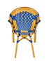 Toulouse Blue and White French Bistro Set Includes 48" x 36" Table and 4 Chairs with Arms FBK-SQ-BLU-ABLU4-AX