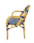 Toulouse Blue and White French Bistro Set Includes 48" x 36" Table and 4 Chairs with Arms FBK-SQ-BLU-ABLU4-AX