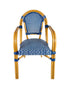 Toulouse Blue and White French Bistro Set Includes 48" x 36" Table and 4 Chairs with Arms FBK-SQ-BLU-ABLU4-AX