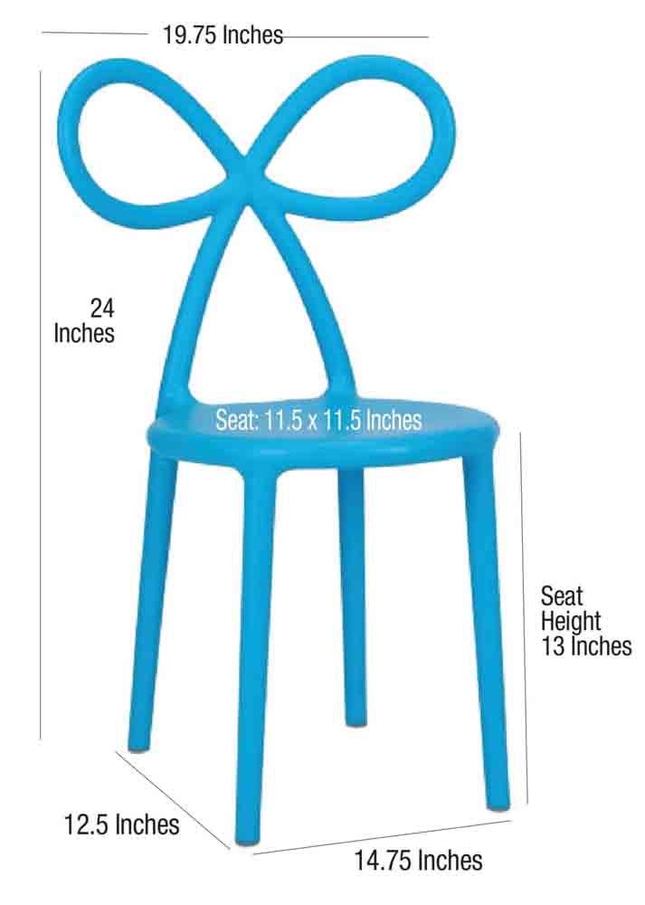 Chivari Kids Blue Resin Bow Chair with Round Seat CBORBLU-KID-ZG