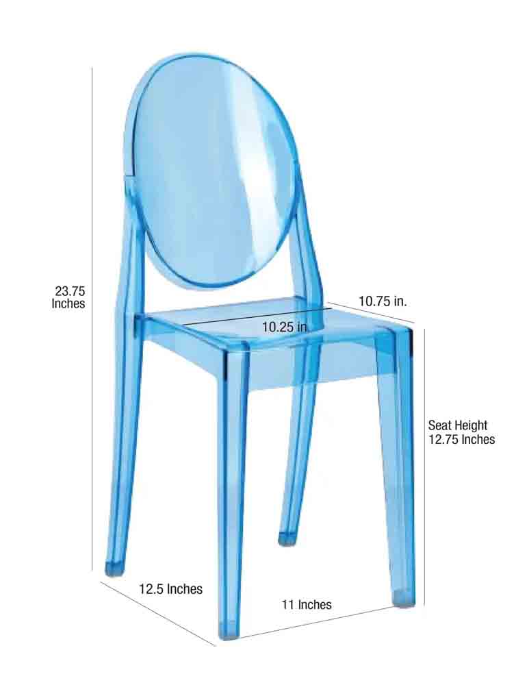 Chivari Blue Resin Kids Victoria Ghost Chair CGVRBL-KID-ZG-T