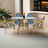 Toulouse Blue and White French Bistro Set Includes 48" x 36" Table and 4 Chairs with Arms FBK-SQ-BLU-ABLU4-AX