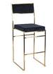 Chivari Melissa Barstool in Gold Stainless Steel Frame with Black Cushion Seat and Back BMMG-B-KIT-AX