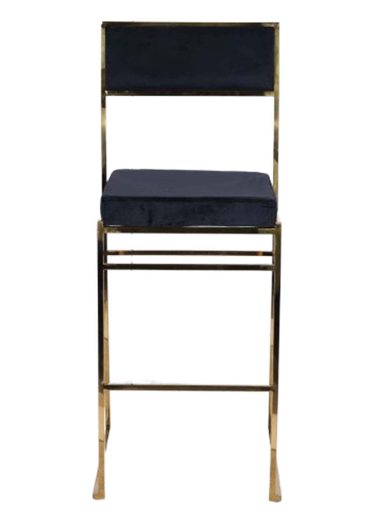 Chivari Melissa Barstool in Gold Stainless Steel Frame with Black Cushion Seat and Back BMMG-B-KIT-AX