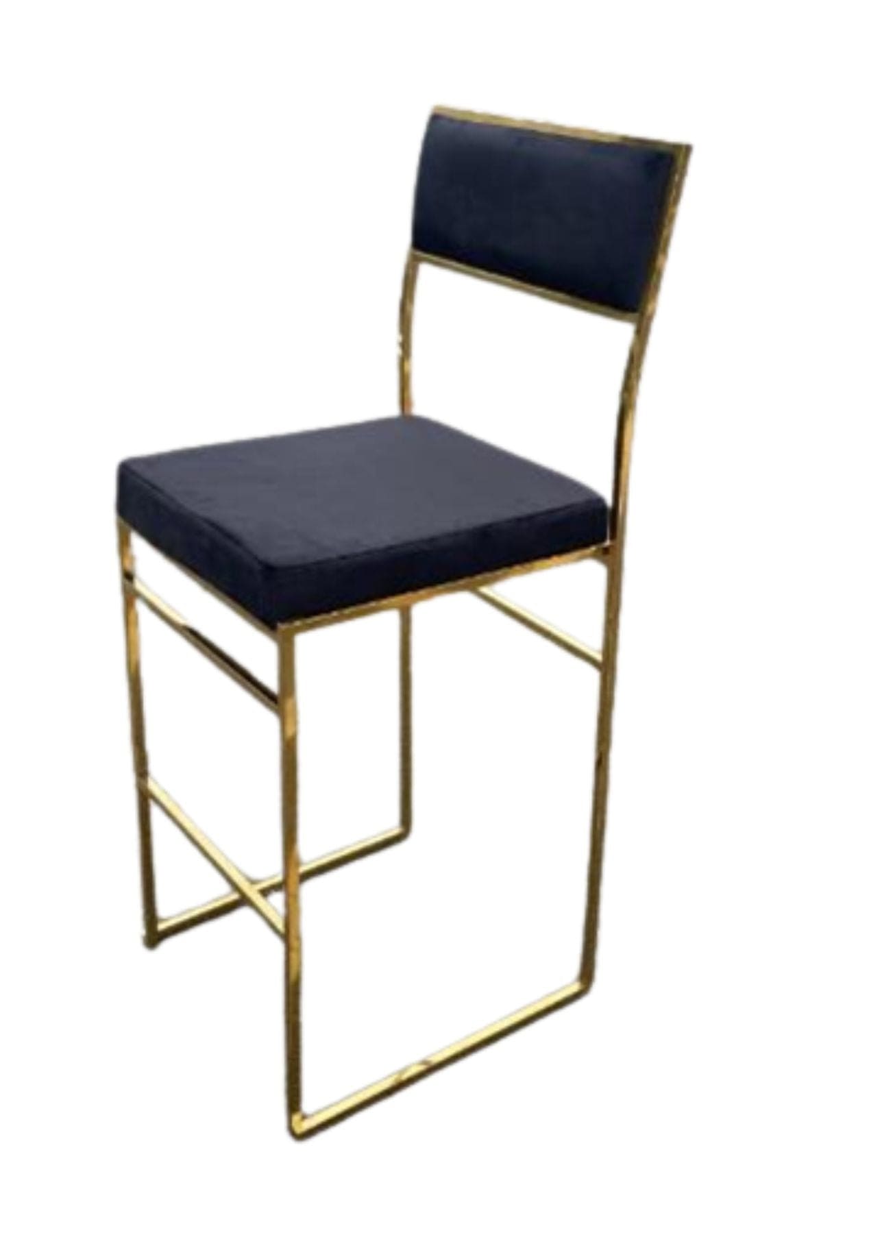 Chivari Melissa Barstool in Gold Stainless Steel Frame with Black Cushion Seat and Back BMMG-B-KIT-AX