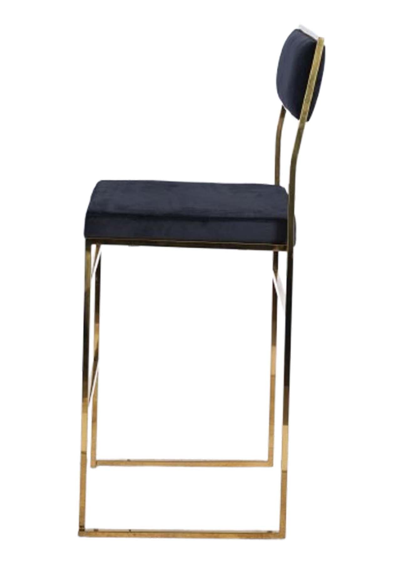 Chivari Melissa Barstool in Gold Stainless Steel Frame with Black Cushion Seat and Back BMMG-B-KIT-AX