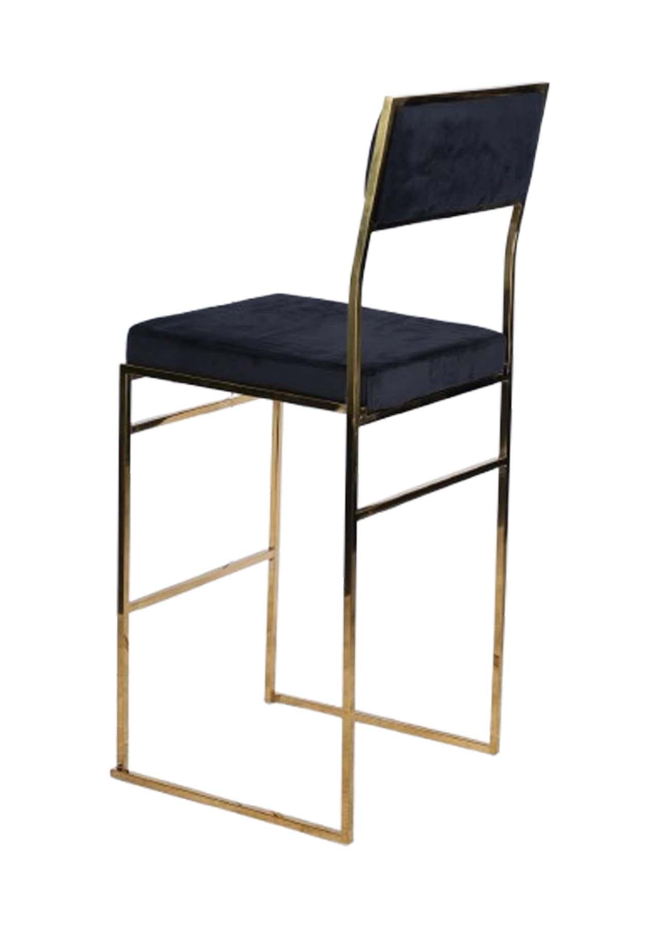 Chivari Melissa Barstool in Gold Stainless Steel Frame with Black Cushion Seat and Back BMMG-B-KIT-AX
