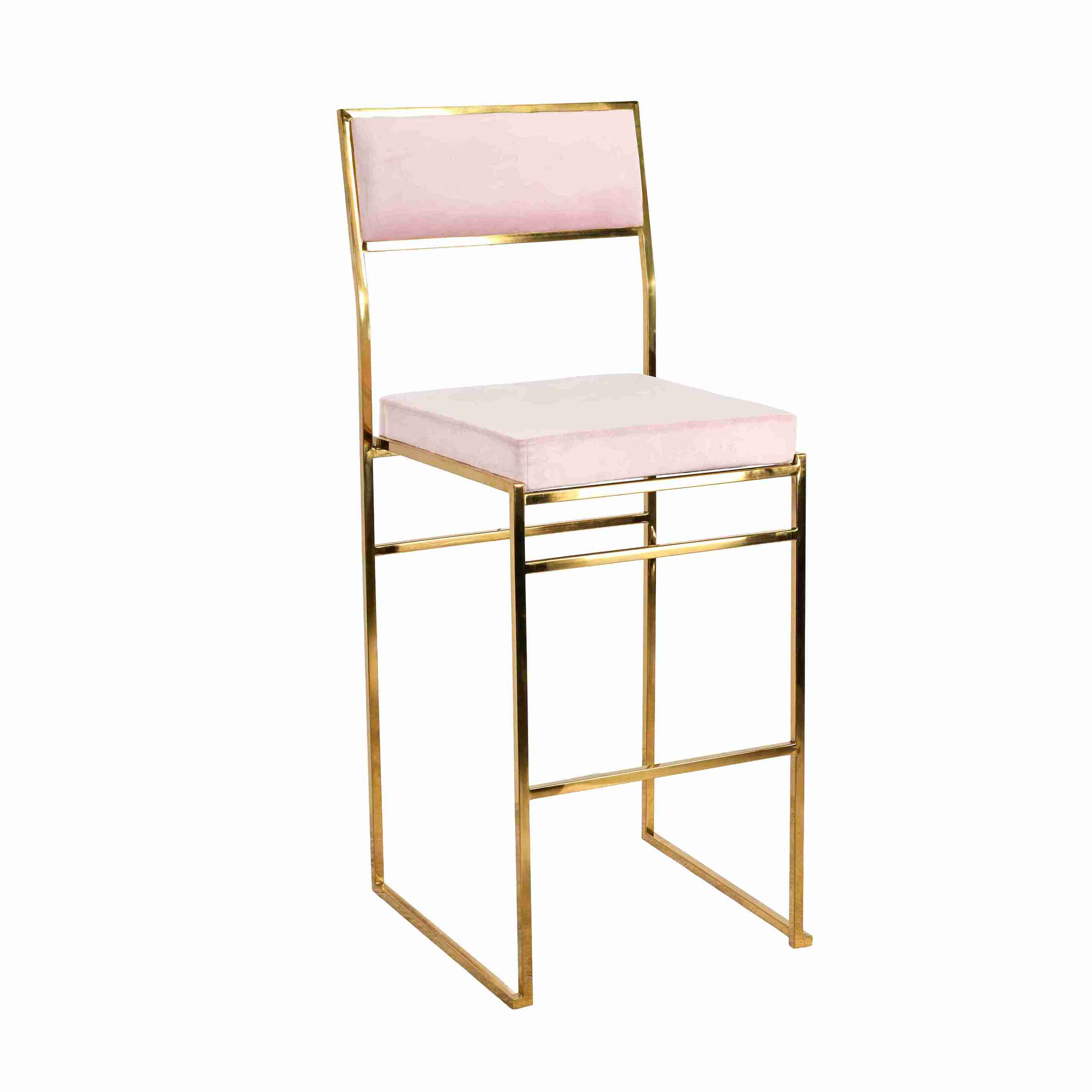 Chivari Melissa Barstool in Gold Stainless Steel Frame with Blush Cushion Seat and Back BMMG-BLSH-KIT-AX