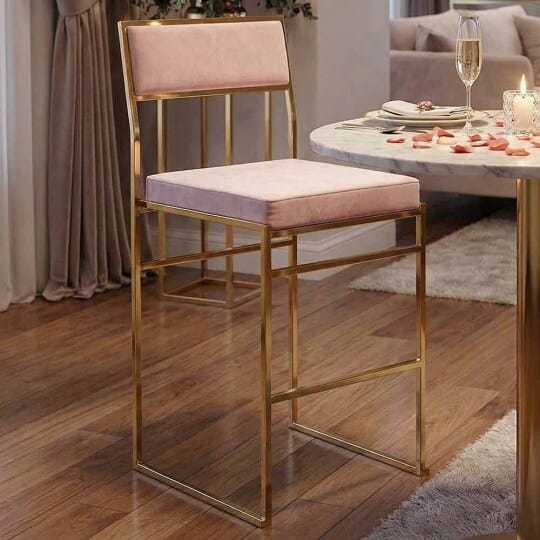Chivari Melissa Barstool in Gold Stainless Steel Frame with Blush Cushion Seat and Back BMMG-BLSH-KIT-AX