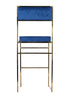 Chivari Melissa Barstool in Gold Stainless Steel Frame with Blue Cushion Seat and Back BMMG-BLU-KIT-AX