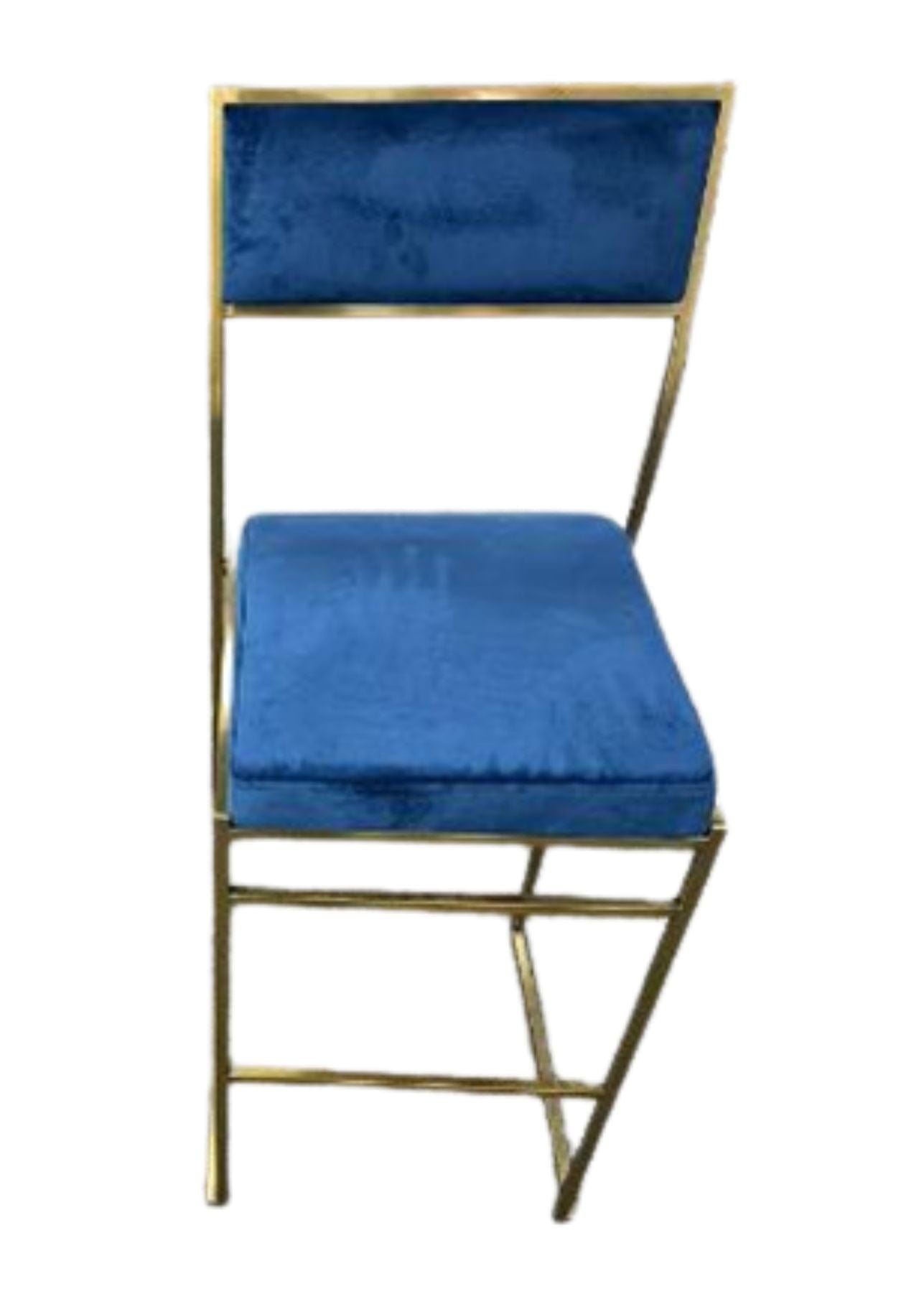 Chivari Melissa Barstool in Gold Stainless Steel Frame with Blue Cushion Seat and Back BMMG-BLU-KIT-AX