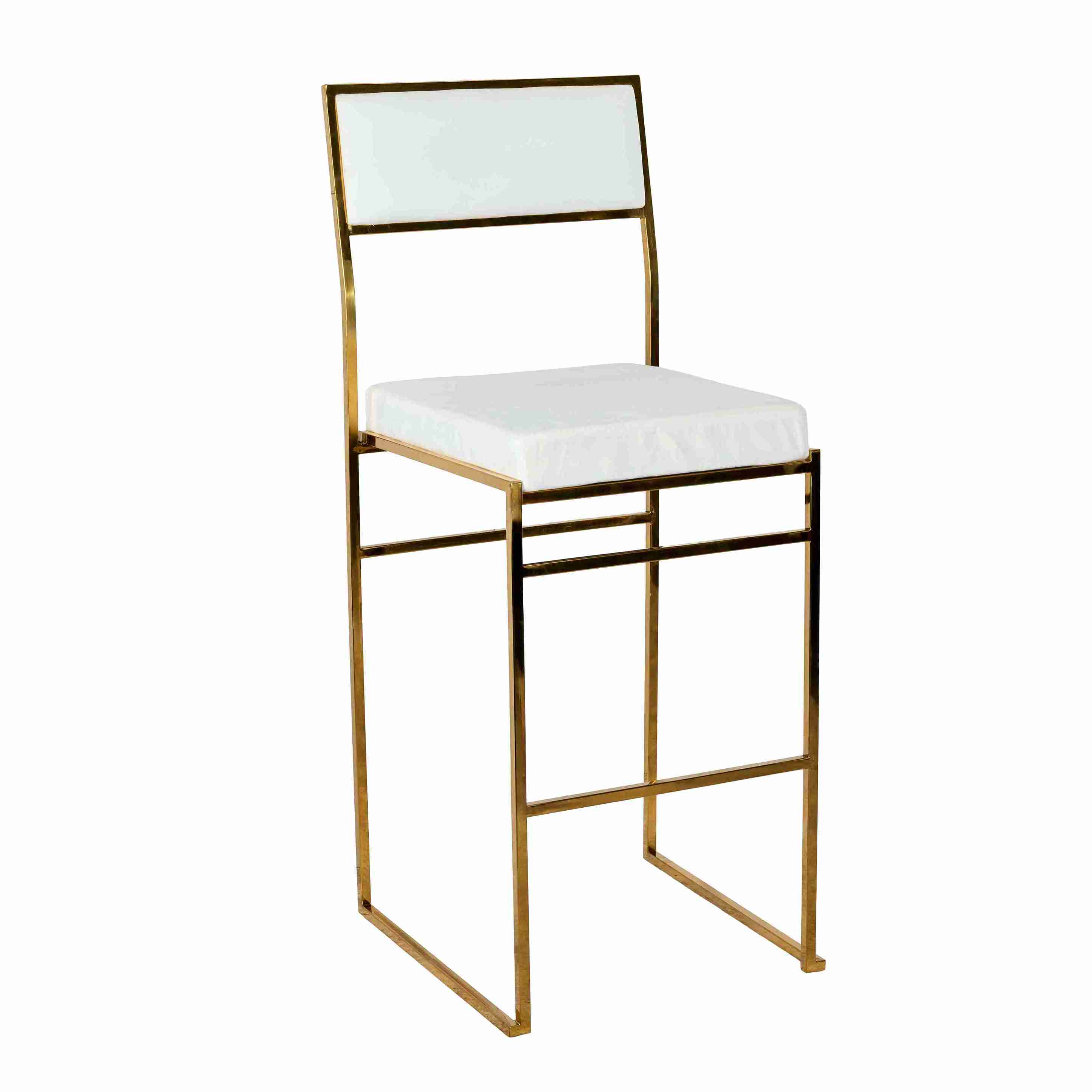 Chivari Melissa Barstool in Gold Stainless Steel Frame with White Cushion Seat and Back BMMG-WHI-KIT-AX