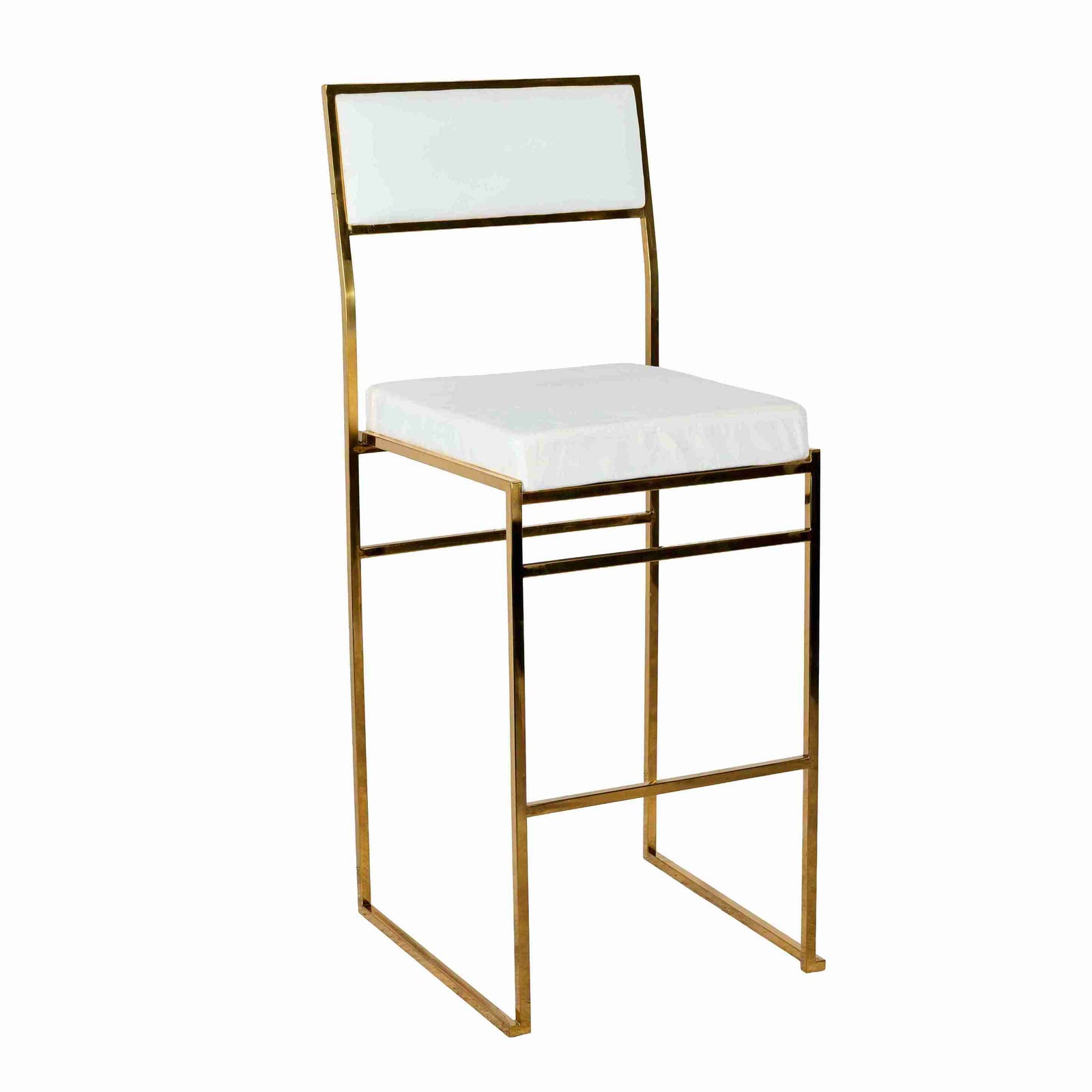 Chivari Melissa Barstool in Gold Stainless Steel Frame with White Cushion Seat and Back BMMG-WHI-KIT-AX