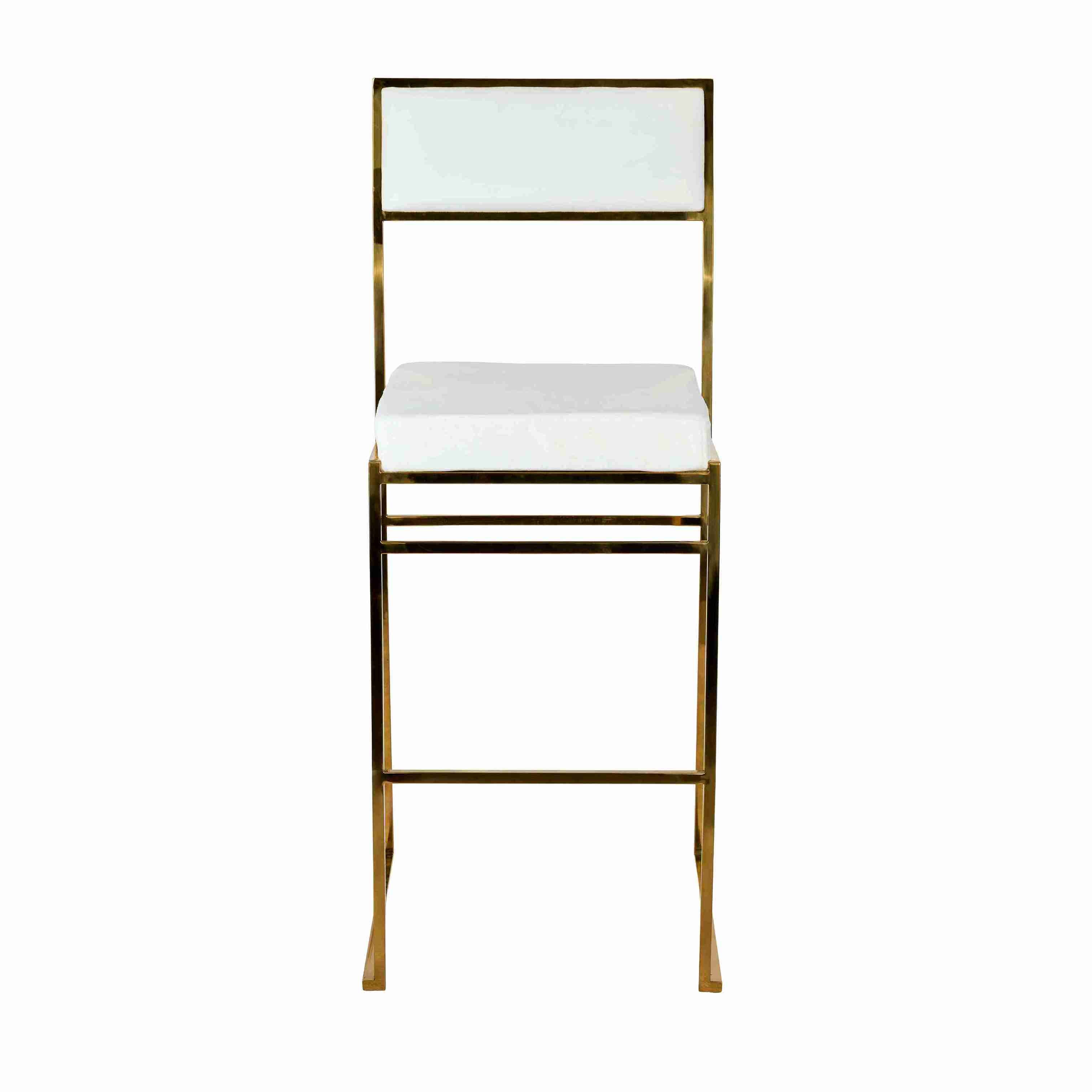 Chivari Melissa Barstool in Gold Stainless Steel Frame with White Cushion Seat and Back BMMG-WHI-KIT-AX