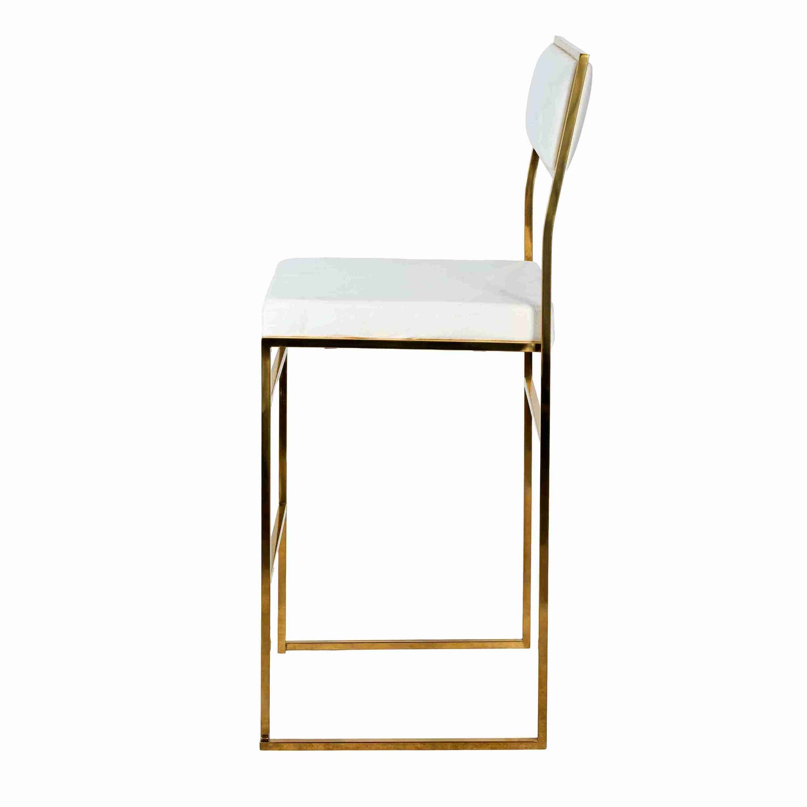 Chivari Melissa Barstool in Gold Stainless Steel Frame with White Cushion Seat and Back BMMG-WHI-KIT-AX