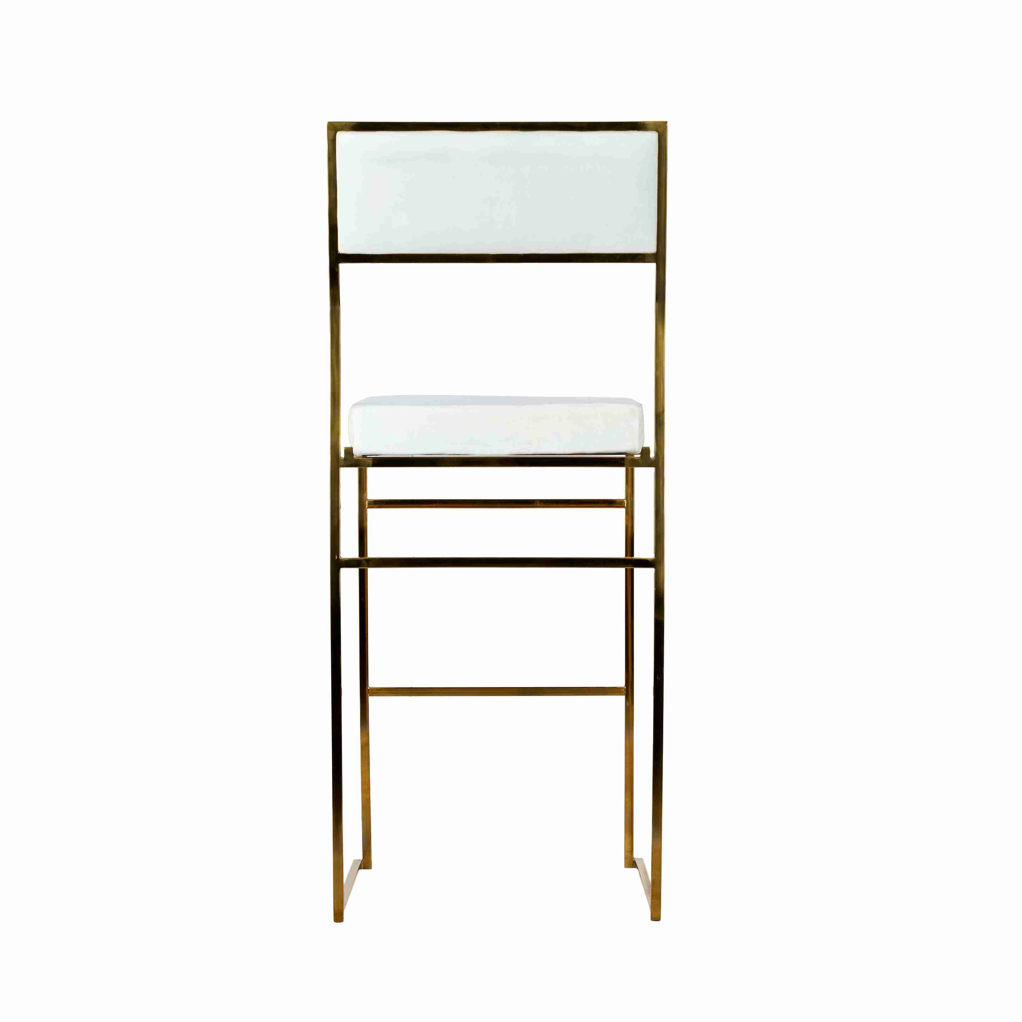Chivari Melissa Barstool in Gold Stainless Steel Frame with White Cushion Seat and Back BMMG-WHI-KIT-AX
