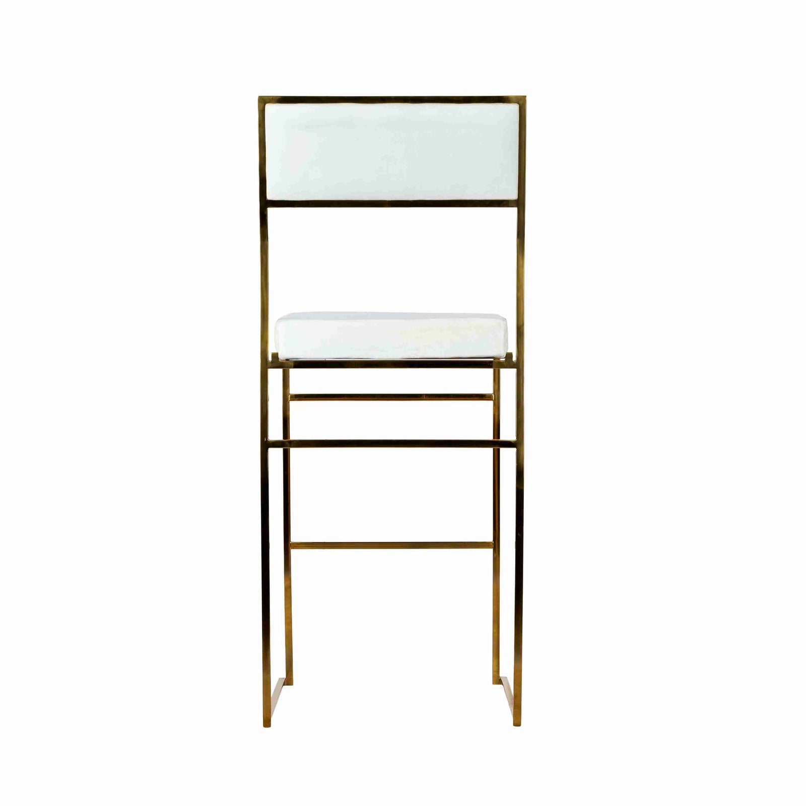 Chivari Melissa Barstool in Gold Stainless Steel Frame with White Cushion Seat and Back BMMG-WHI-KIT-AX
