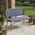 Toulouse Blue on White Medium Frame Bistro Bench Loveseat BNBPBLU-AX-T