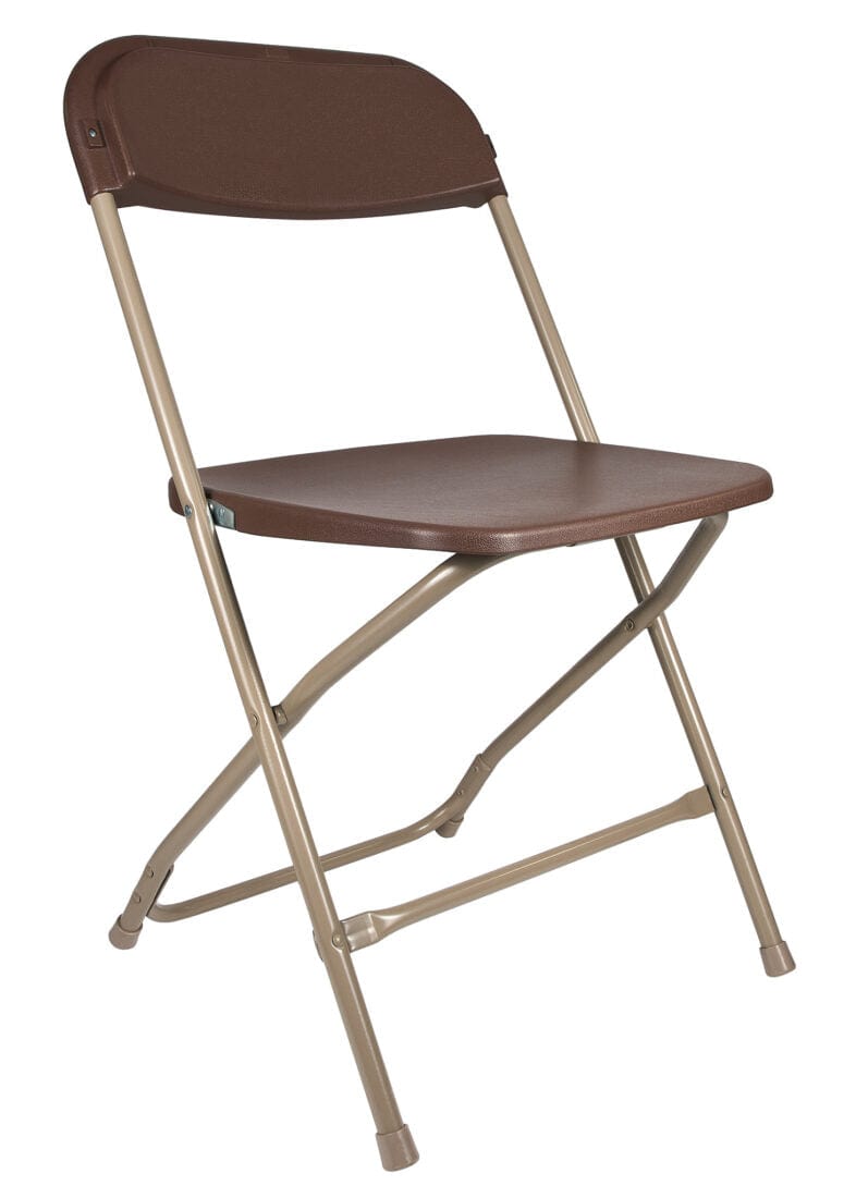 Chivari 100 Pack Brown Plastic Folding Chair and 10 96" (8 Foot) Rectangular Plywood Banquet Table CFPBR-100PLY96-KT