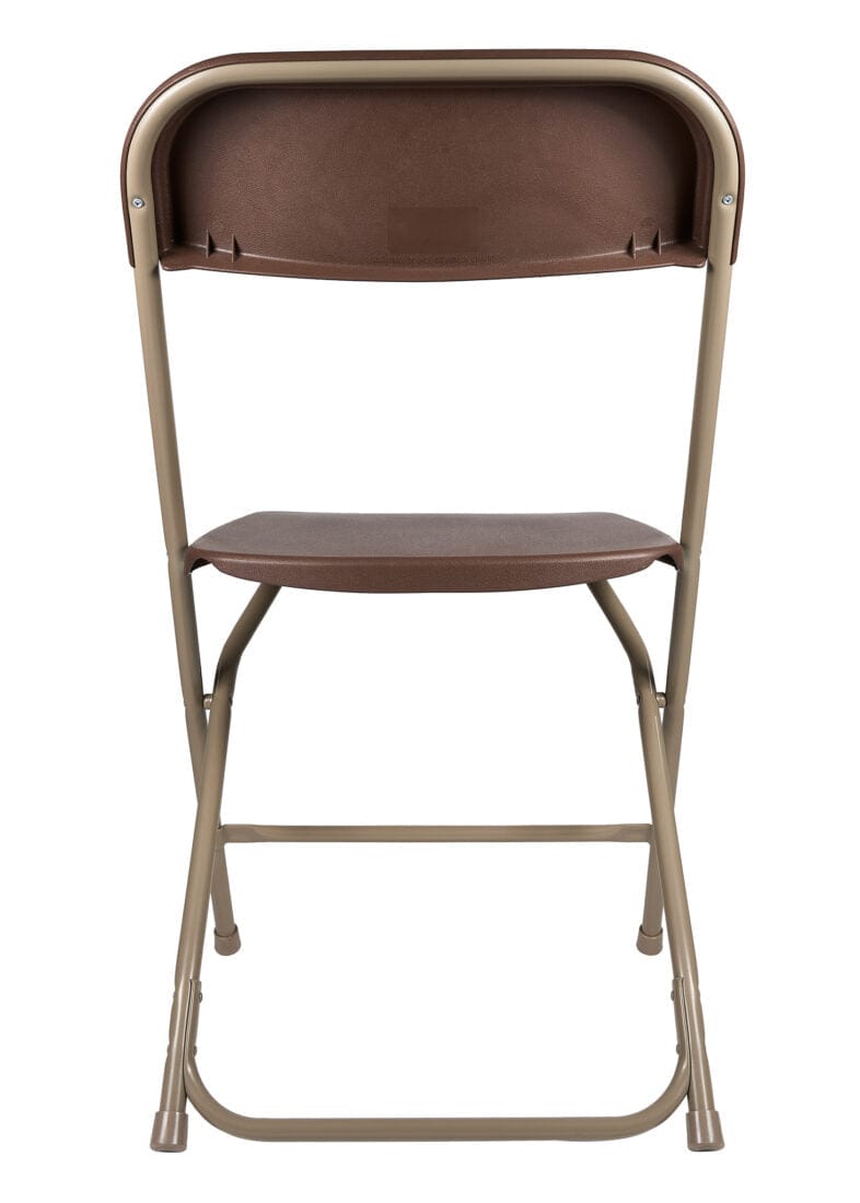 Chivari 100 Pack Brown Plastic Folding Chair and 10 96" (8 Foot) Rectangular Plywood Banquet Table CFPBR-100PLY96-KT