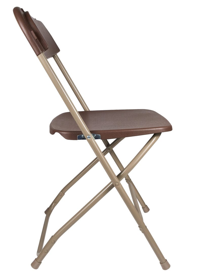 Chivari 100 Pack Brown Plastic Folding Chair and 10 96" (8 Foot) Rectangular Plywood Banquet Table CFPBR-100PLY96-KT