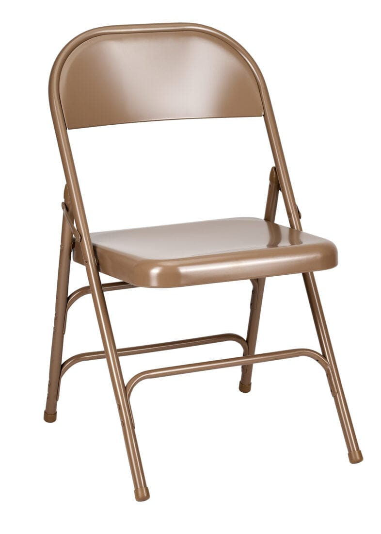 Chivari 48 Brown Metal Folding Chairs + 6  Heavy Duty Plastic 72x30 Banquet Tables  + Hybrid Folding Chair and Banquet Table  Cart CFMBR-48-6RT-KT