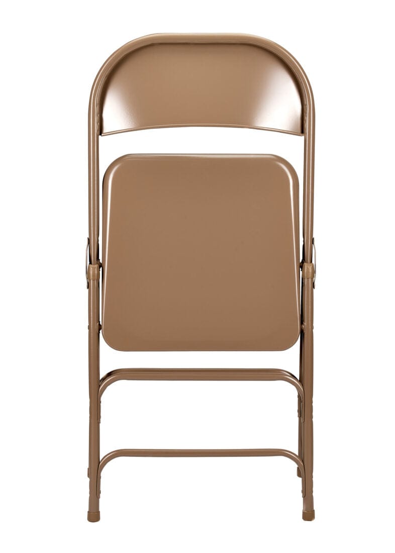 Chivari 48 Brown Metal Folding Chairs + 6  Heavy Duty Plastic 72x30 Banquet Tables  + Hybrid Folding Chair and Banquet Table  Cart CFMBR-48-6RT-KT