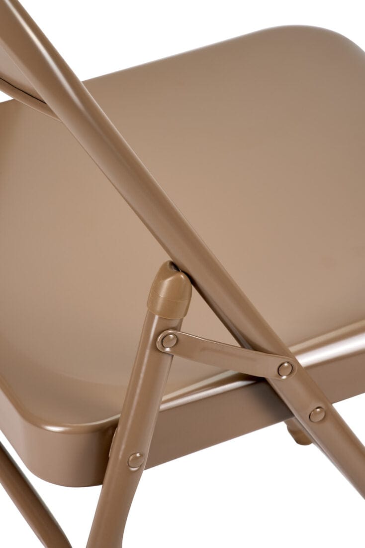 Chivari 48 Brown Metal Folding Chairs + 6  Heavy Duty Plastic 72x30 Banquet Tables  + Hybrid Folding Chair and Banquet Table  Cart CFMBR-48-6RT-KT