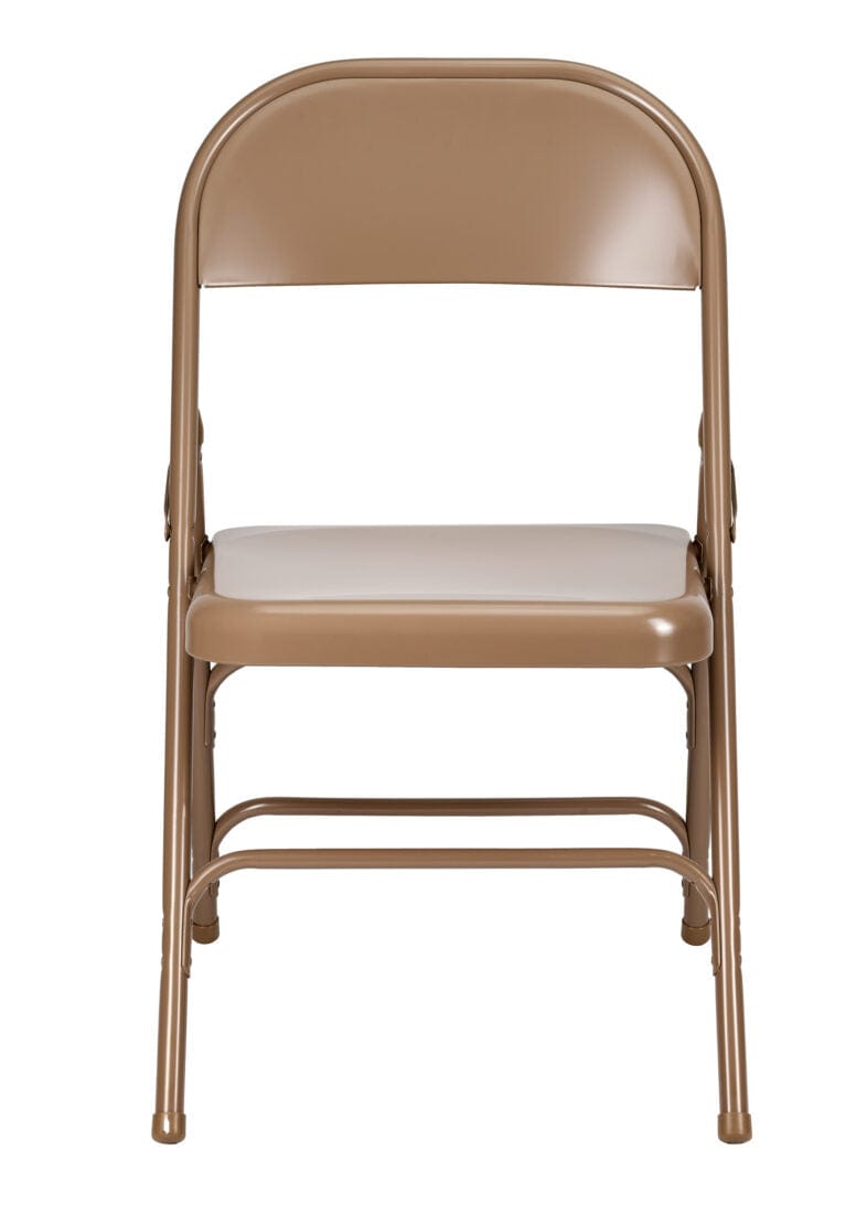 Chivari 48 Brown Metal Folding Chairs + 6  Heavy Duty Plastic 72x30 Banquet Tables  + Hybrid Folding Chair and Banquet Table  Cart CFMBR-48-6RT-KT