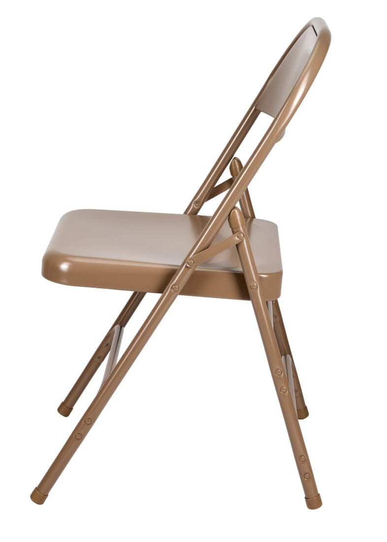 Chivari 48 Brown Metal Folding Chairs + 6  Heavy Duty Plastic 72x30 Banquet Tables  + Hybrid Folding Chair and Banquet Table  Cart CFMBR-48-6RT-KT