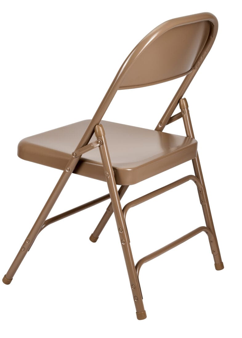 Chivari 48 Brown Metal Folding Chairs + 6  Heavy Duty Plastic 72x30 Banquet Tables  + Hybrid Folding Chair and Banquet Table  Cart CFMBR-48-6RT-KT