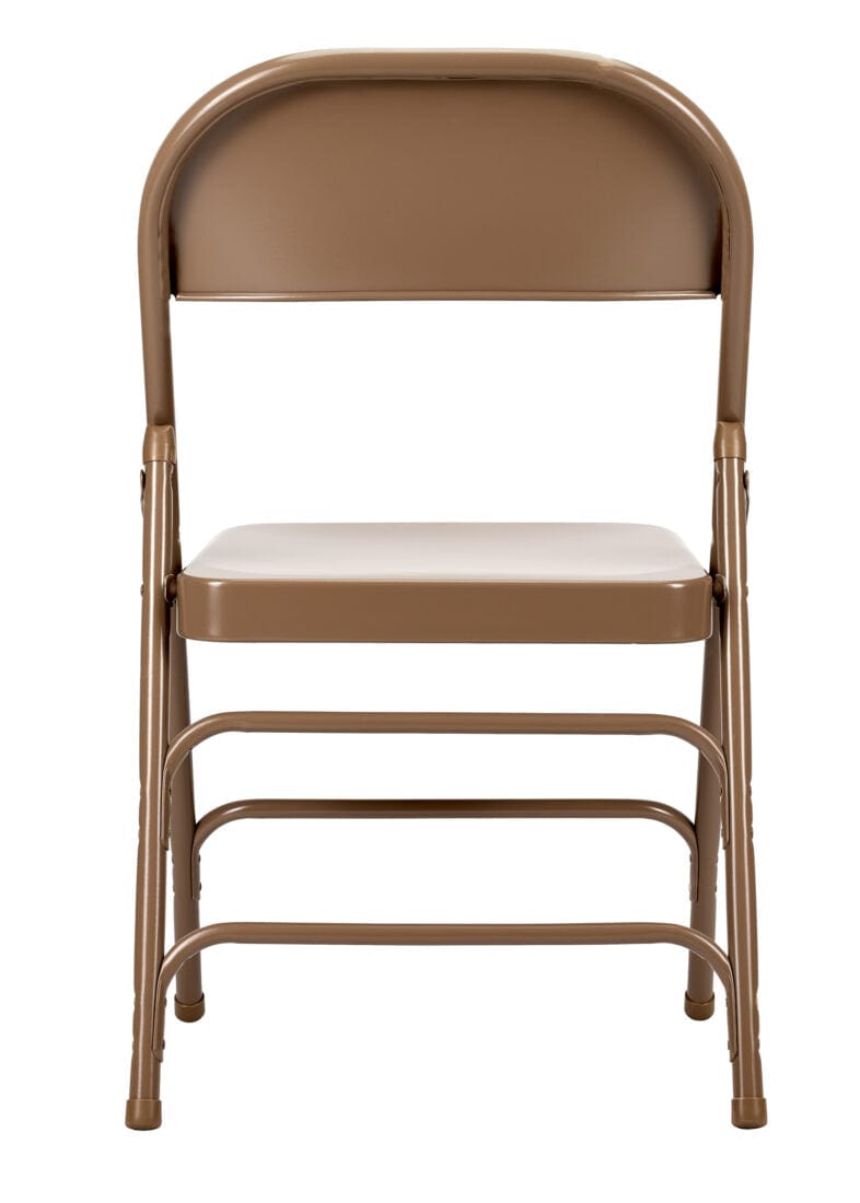 Chivari 48 Brown Metal Folding Chairs + 6  Heavy Duty Plastic 72x30 Banquet Tables  + Hybrid Folding Chair and Banquet Table  Cart CFMBR-48-6RT-KT