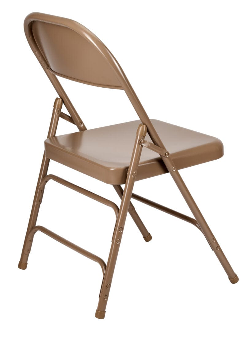 Chivari 48 Brown Metal Folding Chairs + 6  Heavy Duty Plastic 72x30 Banquet Tables  + Hybrid Folding Chair and Banquet Table  Cart CFMBR-48-6RT-KT