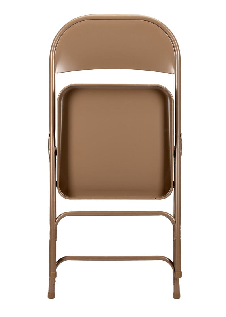 Chivari 48 Brown Metal Folding Chairs + 6  Heavy Duty Plastic 72x30 Banquet Tables  + Hybrid Folding Chair and Banquet Table  Cart CFMBR-48-6RT-KT