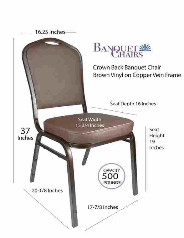 Chivari Brown Vinyl Copper Vein Steel Frame Crown Back Banquet Chair CQCVBR-ZF-T