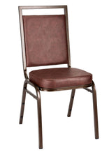 Brown Vinyl on Copper Vein Steel Frame Square Back Banquet Chair