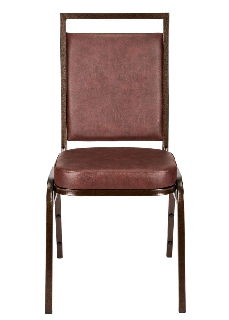 Chivari Brown Vinyl on Copper Vein Steel Frame Square Back Banquet Chair CQSVBR-ZF-T