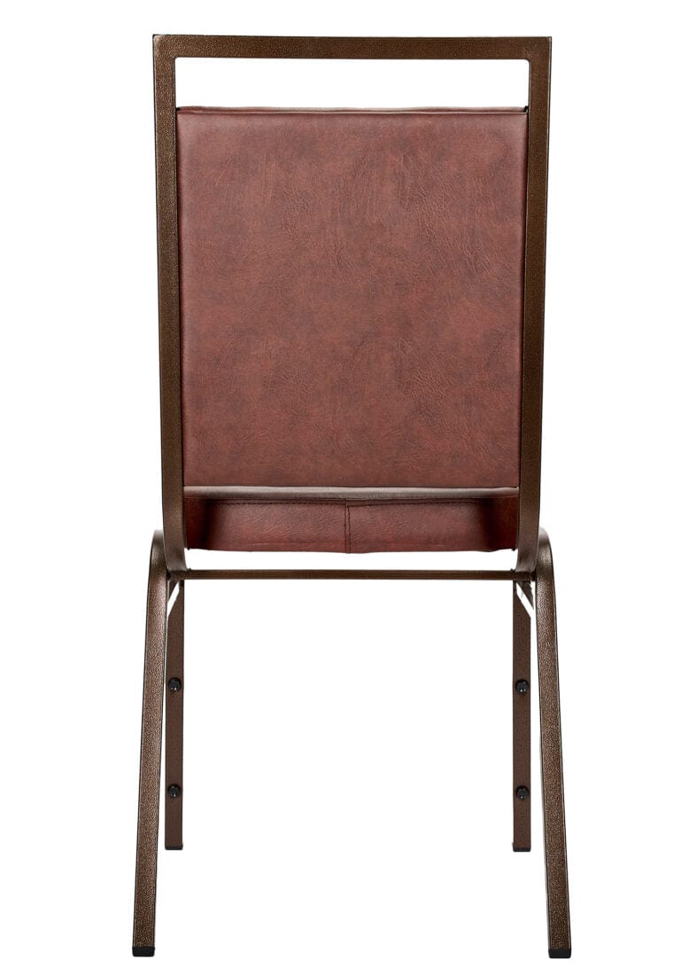 Chivari Brown Vinyl on Copper Vein Steel Frame Square Back Banquet Chair CQSVBR-ZF-T
