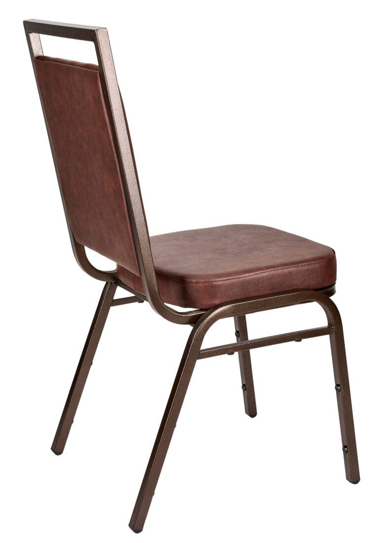 Chivari Brown Vinyl on Copper Vein Steel Frame Square Back Banquet Chair CQSVBR-ZF-T