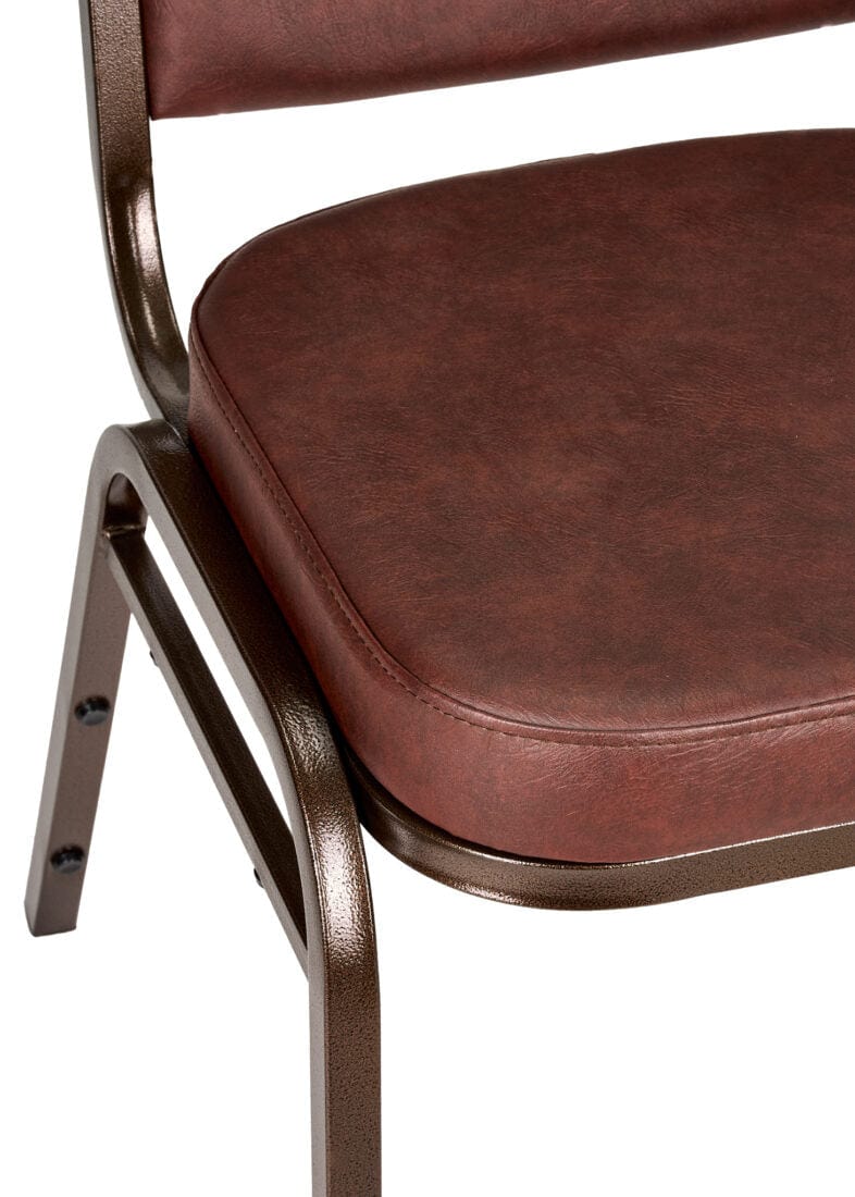 Chivari Brown Vinyl on Copper Vein Steel Frame Square Back Banquet Chair CQSVBR-ZF-T