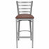 Chivari Ladder Back Bar Stool with Silver Frame and Brown Vinyl Seat BLMSVBR-ZF-KT