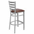 Chivari Ladder Back Bar Stool with Silver Frame and Brown Vinyl Seat BLMSVBR-ZF-KT