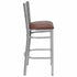 Chivari Ladder Back Bar Stool with Silver Frame and Brown Vinyl Seat BLMSVBR-ZF-KT