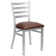 Chivari Ladder Back Restaurant Chair with Silver Frame and Brown Vinyl Seat CLMSVBR-ZF-KT