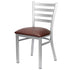 Chivari Ladder Back Restaurant Chair with Silver Frame and Brown Vinyl Seat CLMSVBR-ZF-KT