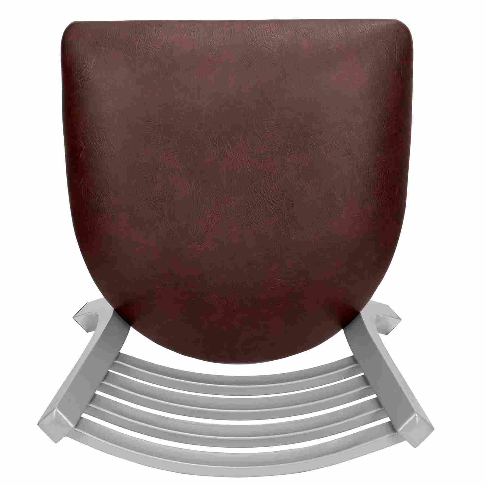 Chivari Ladder Back Restaurant Chair with Silver Frame and Brown Vinyl Seat CLMSVBR-ZF-KT