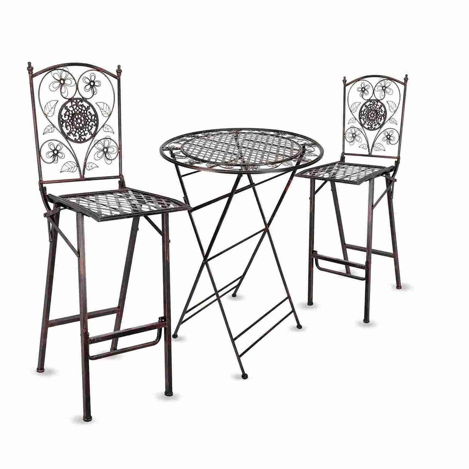 Chivari Barcelona Bistro Set in Bronze includes 32" Cocktail Table and 2 Barstools BBBMBR-KT-AX