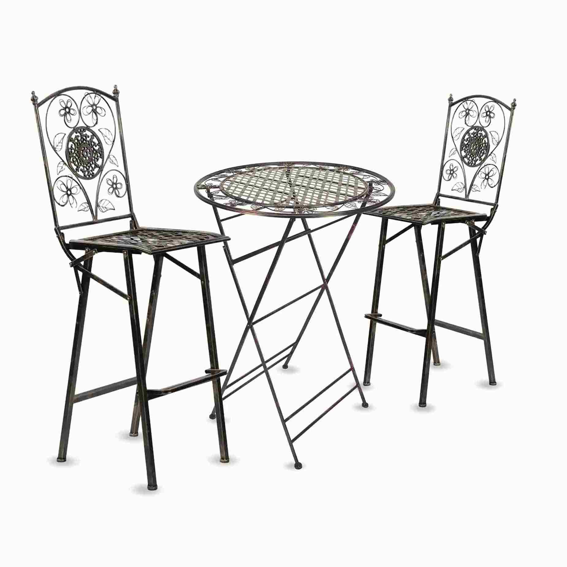 Chivari Barcelona Bistro Set in Copper includes 32" Cocktail Table and 2 Barstools BBBMC-KT-AX